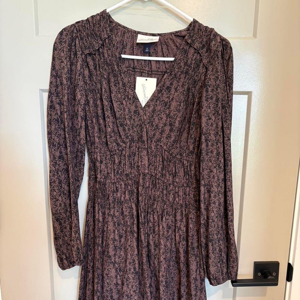 Women's Universal Threads Brown & Black Long Sleeve Midi Dress Size XS